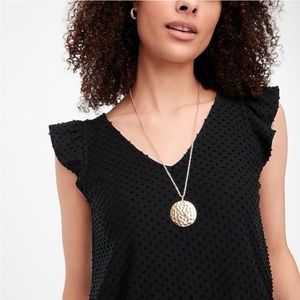 J Crew Factory clip dot flutter sleeve top